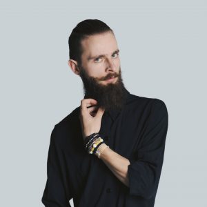 Black Mandarin Collar Shirt