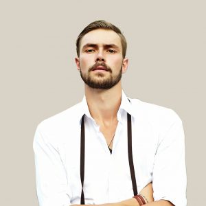 White Shirt with Suspenders
